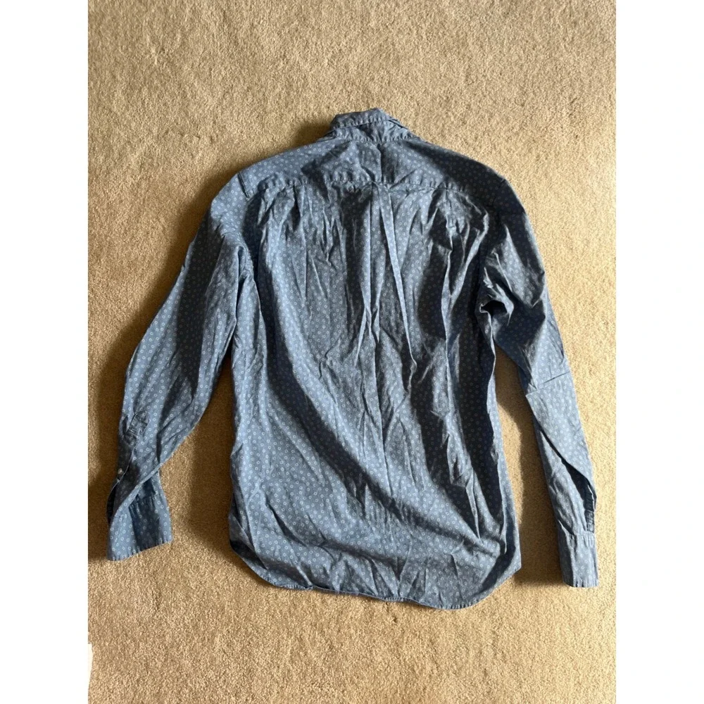 J. Crew Men's‎ Flex Washed Slim Fit Blue Printed Button Down Shirt- Size S
